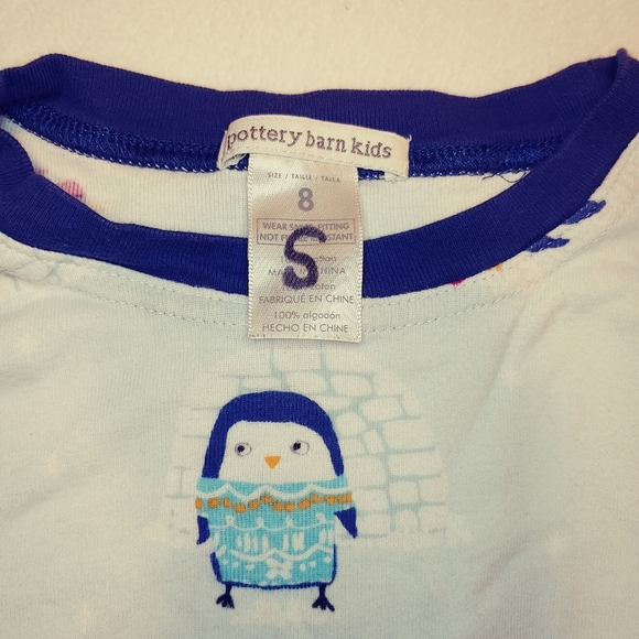 Pottery Barn Kids Boys Winter Penguin Pajamas Sz 8 - Picture 8 of 8